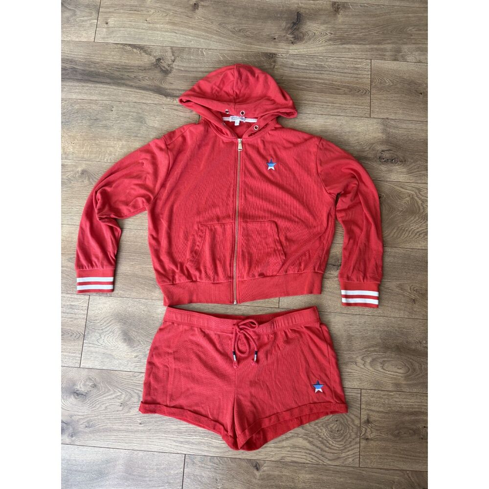 P.J. SALVAGE L red white blue americana pajama set zipper jacket star set hoodie